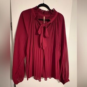 Forever21 Plus Size ETA Accordion Pleated Top Burgundy